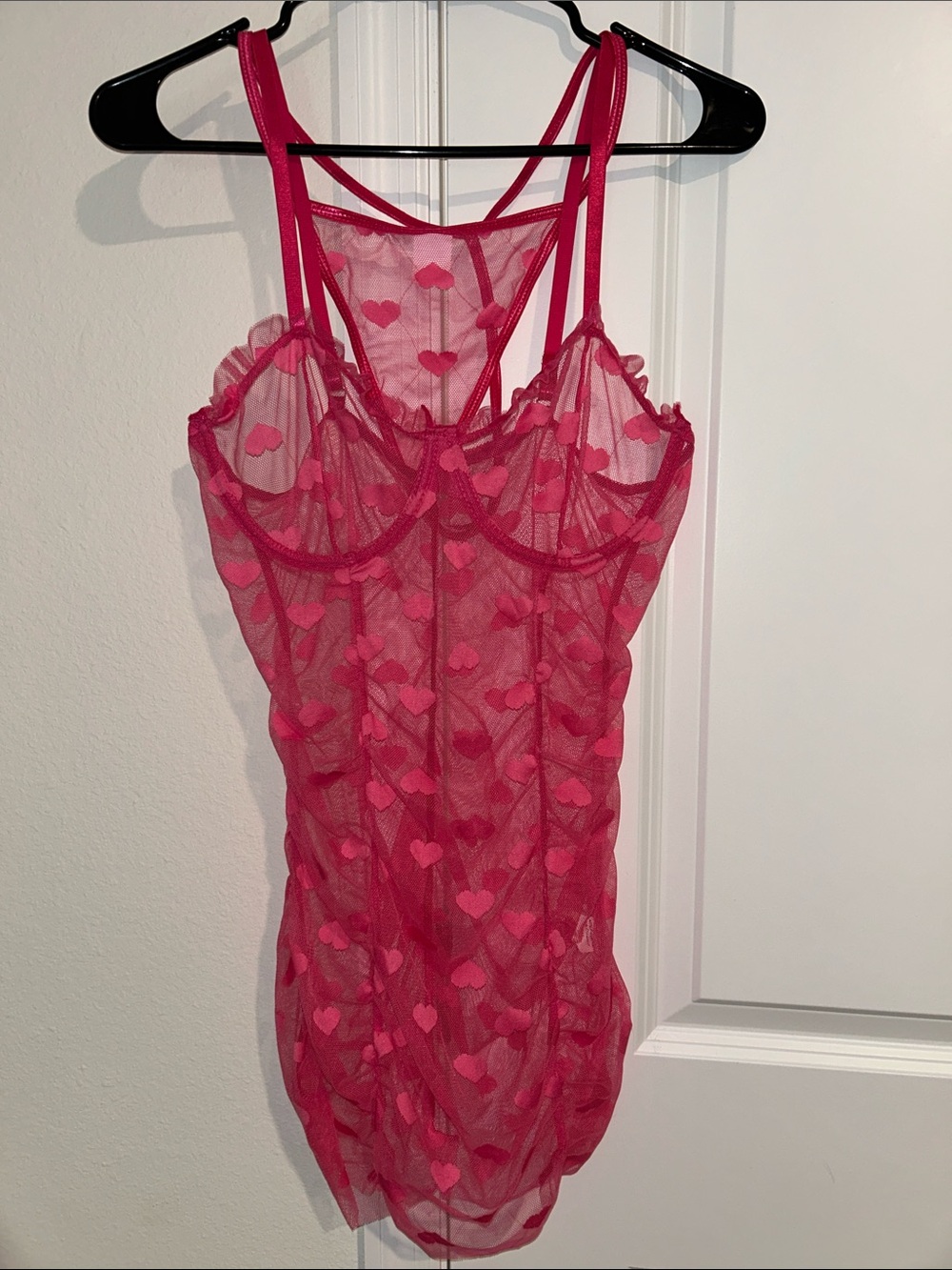 Intimates Lingerie Pink Heart 2 piece set NWT sheer mesh sexy